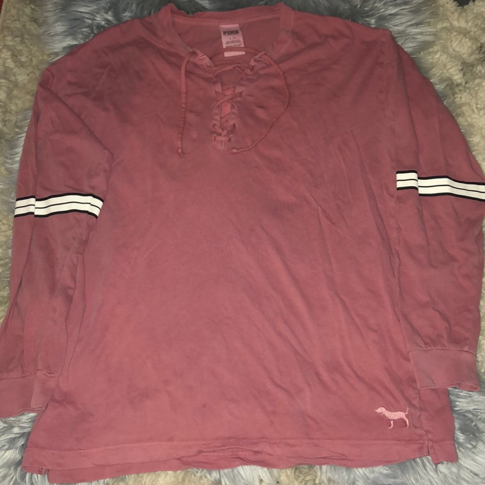 VS PINK lace up Campus Tee